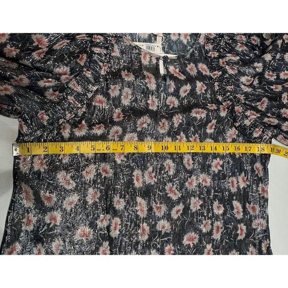 Rebecca Taylor Silk Top Flutter Sleeve Size S Floral Sheer Coquette Romantic - Picture 9 of 13